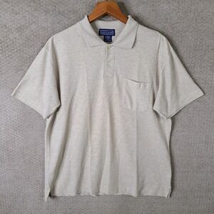 Savile Row Shirt Mens Medium Beige Polo Heathered Golf Rugby Cotton Blend Preppy